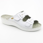 Klapki na bardzo wąską stopę Scholl Weekend białe, tęgość E-F