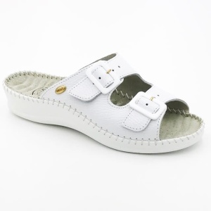 Klapki na bardzo wąską stopę Scholl Weekend białe, tęgość E-F