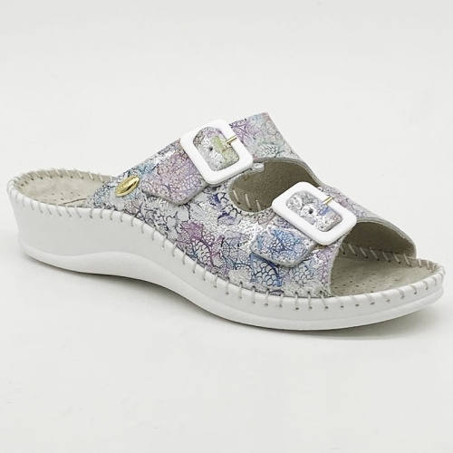 Scholl klapki Weekend F29301 2032 [off white/multi] wąskie, E-F-G