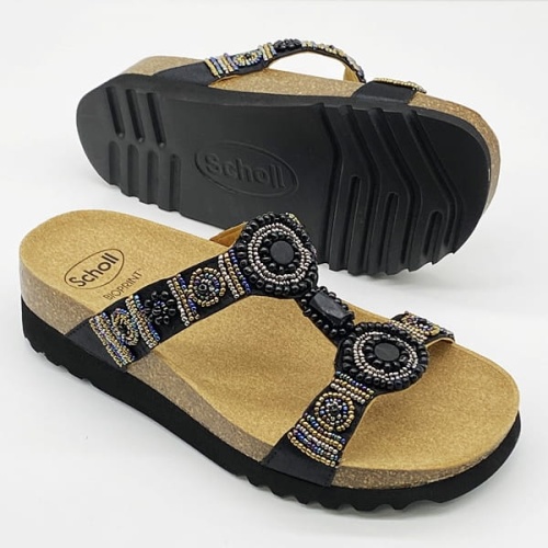 Scholl New Bogota' F26607 (black) Zdrowotne klapki tęgość G