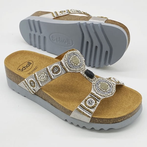 Komfortowe klapki Scholl New Bogota F26607 (silver) tęgość F 1/2  