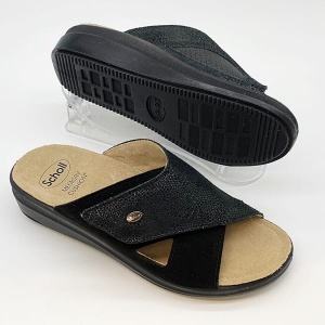 Szerokie klapki na haluksy Scholl Antonia Cross (czarne) F31486 (G-H-J) 