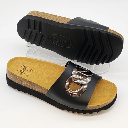 Wygodne klapki Scholl Arenal MF31332 czarne, tęgość G 