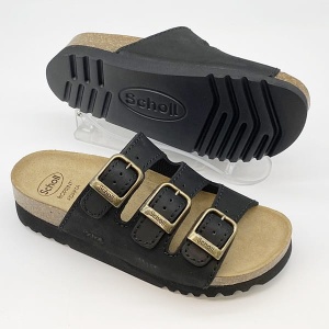 Wygodne zdrowotne klapki RIO Scholl F23012 (czarne), tęgość E-F-G 