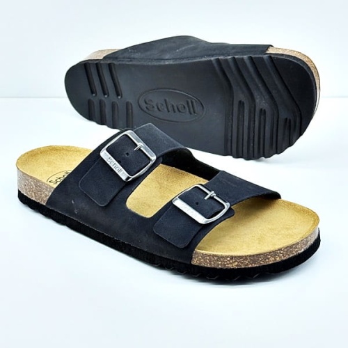 Szerokie męskie klapki Scholl GERRY F32144 black synthetic nubuk (H-J-K)