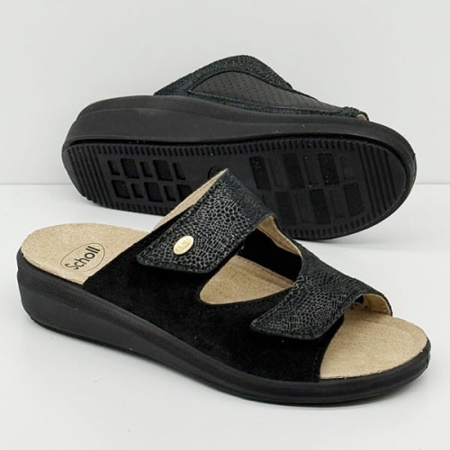 Scholl szerokie klapki przy haluksach Antonia Elastic F31256 1004 (czarne) tęgość G-H-J