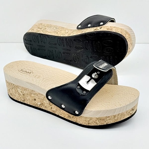 Drewniaki Scholl Pescura Reese (black) naturalny korek, F-G