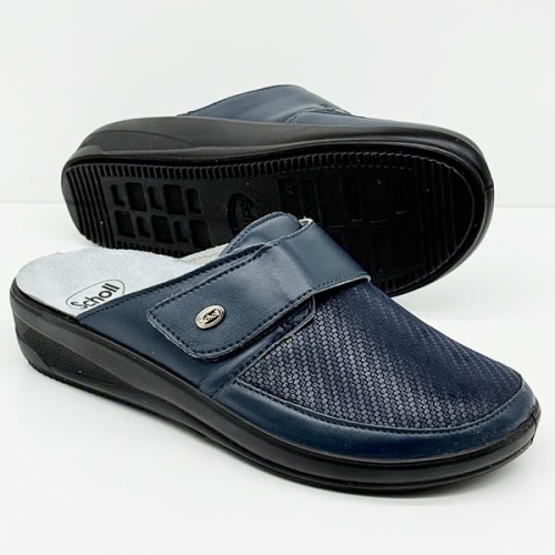 Klapki pantofle damskie Scholl Maureen granatowe F32519, tegość H