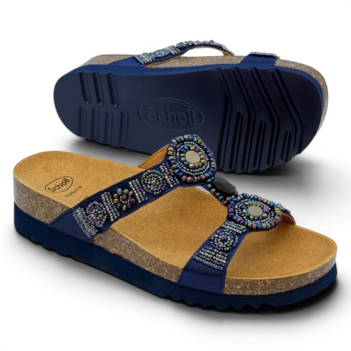 Zdrowotne Scholl klapki New Bogota F26607 3904 (dk blue) G